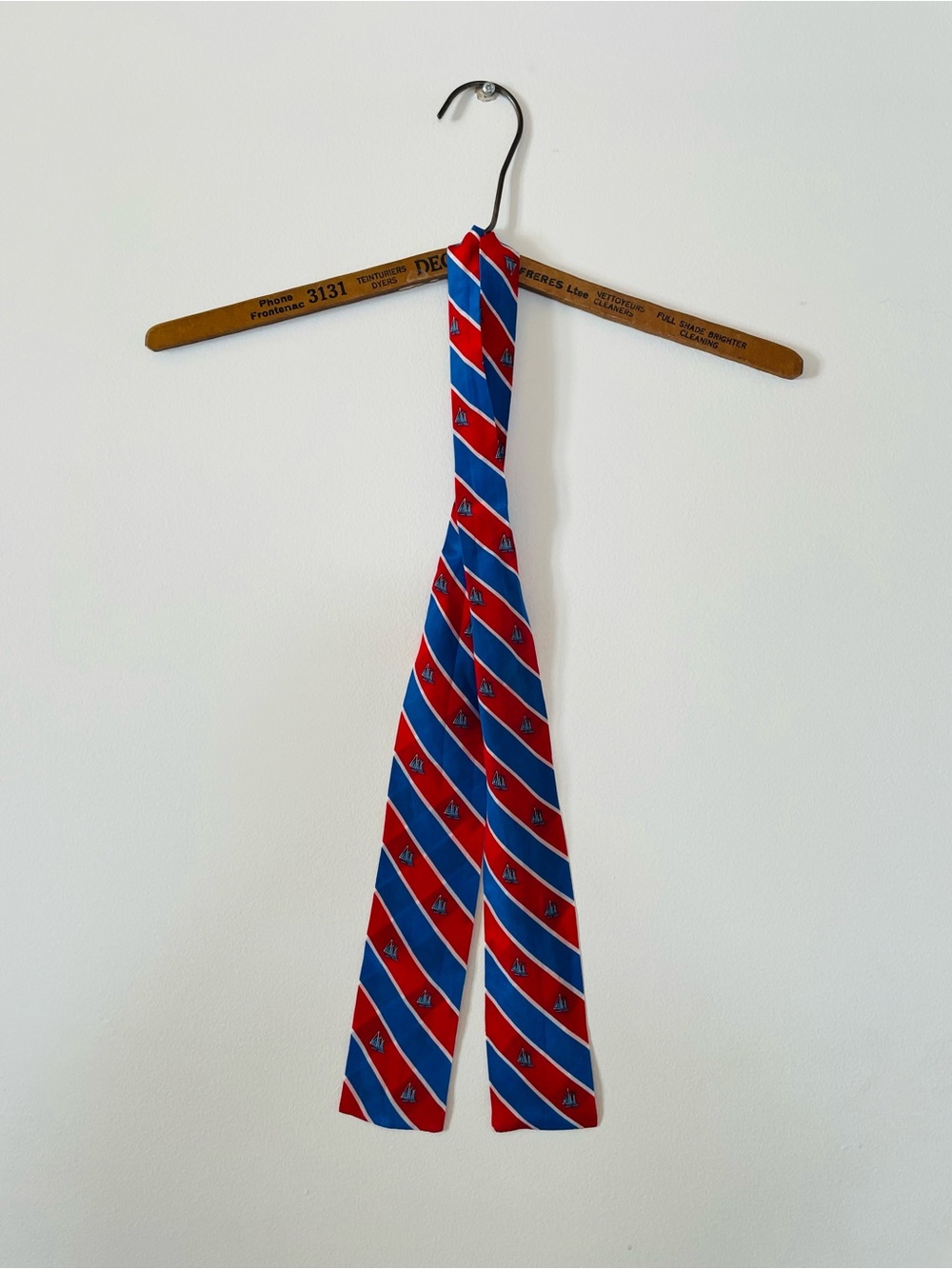 Vintage Satin Tie With Sailboats